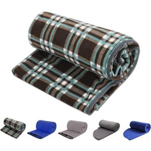 REDCAMP Fleece Sleeping Bag Liner Thicker for Adult Warm or Cold Weather, 73" Long Full Sized Zipper Camping Blanket for Outdoor Indoor Used with Sack, Brown (Brown Thicker)