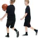 Kids Athletic Crew Socks Seamless Girls Cotton Socks Half Cushioned Quarter Socks for Boys 6 Pairs Black 9-12Y (Black)