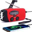 FM/AM/NOAA Weather Radio Hand Crank Self Powered Solar Portable Mini Emergency Survival Radios with 3 LED Super Bright Flashlight 2000mah Battery Operated Power Smart Phone Charger,SOS