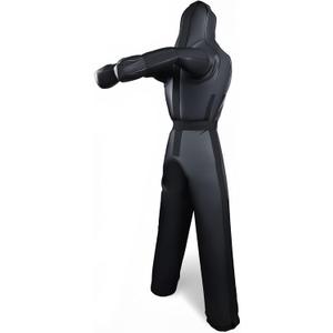 6FT Wrestling Dummy Grappling Dummy, Unfilled Hollow Design, Anti Burst Black Space Leather, MMA BJJ Training Equipment for Adults, Heavy Duty Martial Arts Practice Partner, 6ft x 16"