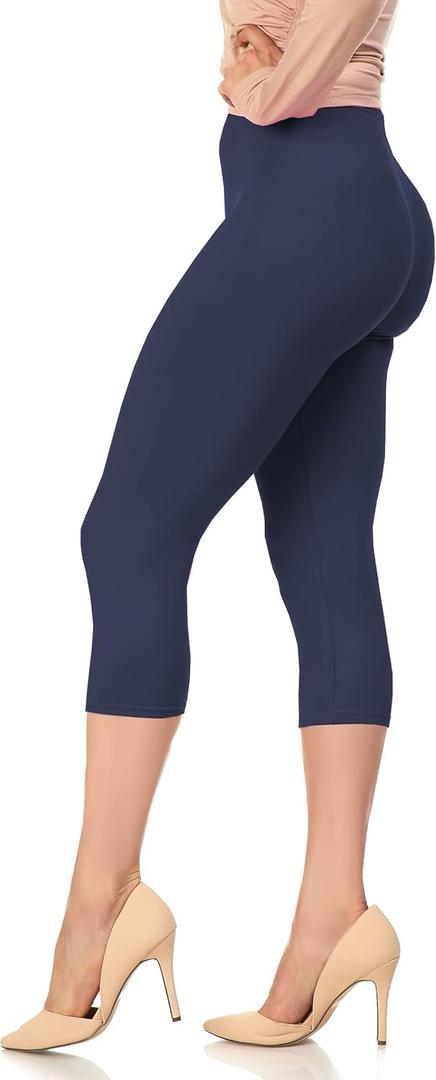 LMB High Waisted Leggings for Women - High Classic Waistband - Extra Soft Fabric, Perfect for Lounging, Yoga (Small-X-Large, Black Iris)