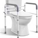 WeHwupe Toilet Rails - Toilet Safety Rail for Elderly Adults - Adjustable Bathroom Toilet Handles - Toilet Safety Frame & Rails - Toilet Grab Bars for Senior, Handicap & Disabled, Fits Most Toilets