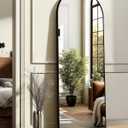 Arched Full Length Mirror, 56"x15" Standing Body Mirror for Wall, with Aluminum Alloy Frame for Bedroom, Living Room, Dressing Room(Black)