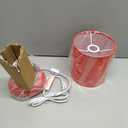 Simple Designs LT1153-RED Petite Circle Stone Table Lamp for Bedroom, Kids Room, Office, Living Room, Nursery, Reading Nook, Red