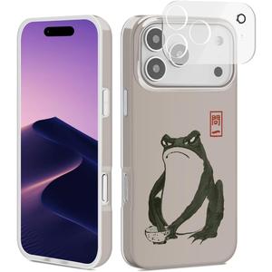 Compatible with iPhone 17 Pro Case, Trendy Cute Grumpy Frog Anime Girly Soft Slim TPU Shockproof Aesthetic Protective Phone Case Cover for Women Girls 6.3"