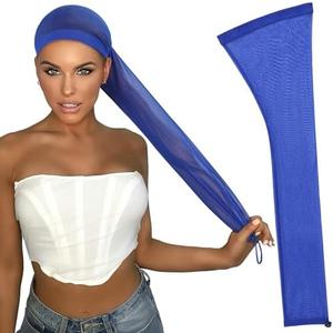 Noverlife Hairweave Sleeve for Locs, 28 Inches Long Braid Sleeves with Drawstring Hair Wrap for Long Braids, Dreadlocks & Twists, Fashionable Hair Sock Cap Loc Tube for Wig - Playful Blue (2 Packs)