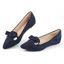 MUSSHOE Ballet Flats for Women Comfortable Women's Flats Memory Foam Slip on Pointed Toe Flats Shoes Women, Navy Bow, Size 10