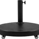 T&Jero 44 lb Round Heavy Duty Patio Market Umbrella Base Weight Stand with Wheels for Outdoor, Black