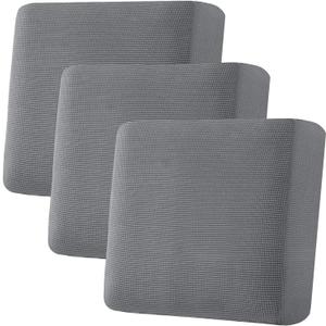 H.VERSAILTEX Super Stretch Individual Seat Cushion Covers, Thick Jacquard Textured Twill Fabric (3 Piece XL Sofa Cushion Covers, Grey)