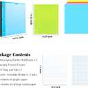 INFUN All-in-one Telescoping Binder Notebook - 2PCS, Refillable 3 Ring Notebook Binder with 1 plastic movable pocket folder,5 plastic subject dividers and graph paper and college ruled paper - Blue