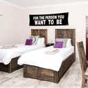 72x24Inch Motivational Gym Banner For The Person You Want To Be with Brass Grommets - Perfect for Garage Gym Decor, Fitness Flags & Inspirational Workout Wall Art