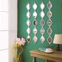 BBTO Teardrop Mirror Wall Decor Decorative Mirror Rustic Crush Diamond Mirrors Wall Farmhouse Long Art for Bathroom Bedroom Entryway Apartment Living Room(Silver,4 Pcs)