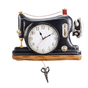 Allen Designs Vintage Stitch Sewing Machine Pendulum Wall Clock