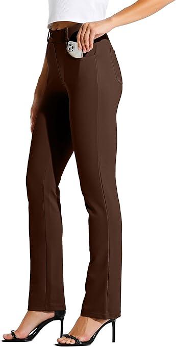 Willit Women's Yoga Dress Pants Straight Leg Work Slacks Stretchy Office Casual 4 Pockets Belt Loops 28"/29"/30"/31"/33" (Medium)