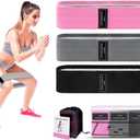 Resistance Bands for Legs and Butt - Fabric Exercise Set, Thick Wide Stretch Fitness, Non-Slip Workout Loop, Booty Hip Bands for Women at Home or Gym (Pink, Grey, Black)
