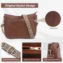 Vegan Leather Crossbody Bags for Women, Medium Cross Body Purse with Wide Adjustable Strap LightWeight (Brown)