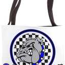Bulldogs School Spirit Blue Black Retro Tote Bag (16 inches)