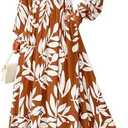PRETTYGARDEN Women Floral Maxi Dresses 2026 Spring Long Sleeve Square Neck Boho A Line Wedding Guest Casual Flowy Long Dress,L