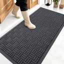OLANLY Front Door Mat Outside Entrance 47x23, Absorbent, Heavy Duty Sturdy Natural Rubber Doormat Indoor Outdoor, Stain and Fade Resistant, Non-Slip Backing Low Profile Floor Mat for Entryway, Gray 
