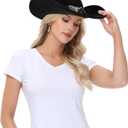 WQWOVRVO Cowboy Hat,Cowgirl Hat,Cowboy Hats for Women Men Western Cowgirl Hats White/Black (Black), One Size
