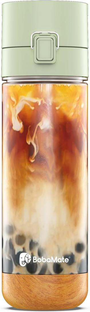 BobaMate® 25 oz Reusable Boba Cup & Tumbler with Lid, Straw, & Handle – Iced Coffee, Smoothie, Iced Matcha Cup – SpillProof, ShatterResistant, BPAFree – Honeydew