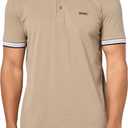 BOSS Men's Paddy Short Sleeve Contrast Color Polo Shirt (M, Brindle Taupe)