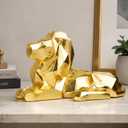 Guichifun Lion Statue Sculptures Home Decor - Resin Gold Lion Collectible Figurines for Home Office Room Decoration Outdoor Gift for Men 13.5 x 6.5 x 8 Inch