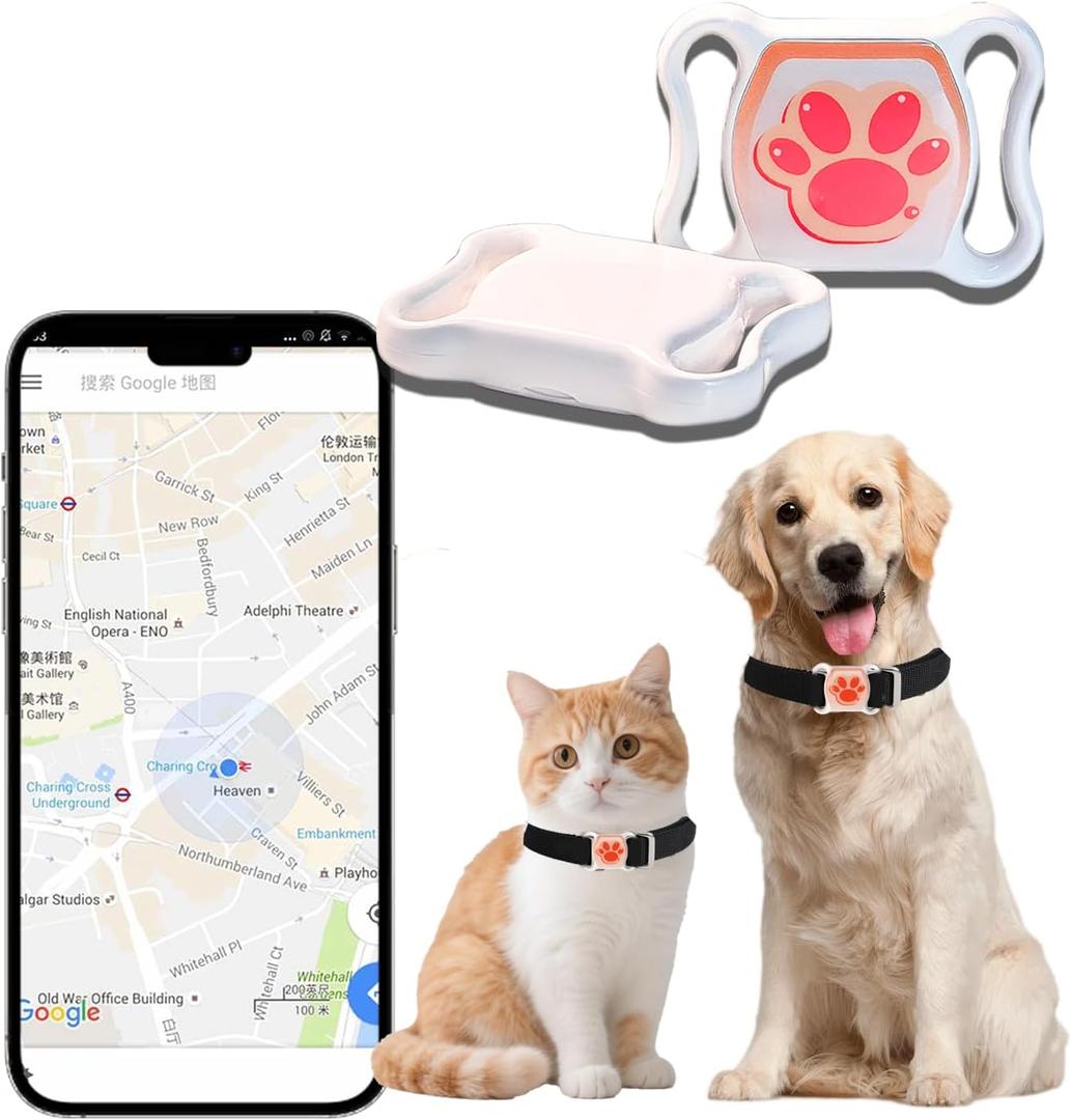 GPS Tracker for Dogs & Cats - No Monthly Fee, Waterproof Real-Time Tracking Collar for Pets, Kids, Luggage & Assets | 365-Day Battery Life | iOS & Android Compatible | Anti-Lost Device