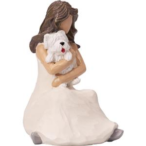 BUTILIVEEN Woman with Dog Figurines, Resin Angel Dog Figurine for Dog Lovers, Sympathy Dog Memorial, Pet Loss Gifts, Westie Gifts for Women, Friends