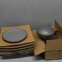 Famiware Venus Plates and Bowls Sets, 12 Pieces Stoneware Speckled Dinnerware Sets, Dishes Set for 4, Microwave and Dishwasher Safe, Matte Dark Grey