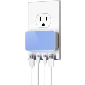 USB C Wall Charger, Super Thin Flat USB Wall Plug with 4 Ports, Fast Charging USB Plug Adapter with PD20W for Home and Travel (Blue)