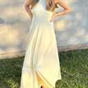 Fisoew Womens Summer Sleeveless Maxi Dress Asymmetrical Hem Crew Neck High Waist A Line Flowy Casual Long Beach Dress (White, M)