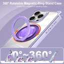 Magnetic Phone case Compatible with iPhone 16 Pro Max Case Four-Corner Shockproof with Magnetic-Ring Phone Stand Clear Purple Case