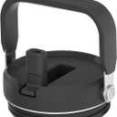 Replacement Lid with Flip Straw and Top Handle, Fits Only Cafezi 30oz/40oz/50oz/64oz Tumblers, Screw On (Black)