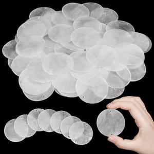 Wesiti Capiz Shells Round Natural 2 Inch Sea Oyster Shells for Crafting with 2 Holes for Wind Chimes DIY Craft Hanging(180 Pcs)