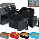 Silicone Air Fryer Liners 10QT, Reusable Airfryer Basket Liners for Ninja DZ550/DZ401, 2Pcs 5QT Large Air Fryer Accessories, Dishwasher safe (8.46 * 5.9 inch 10 QT, DZ401 - Black)