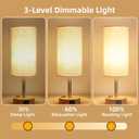 Table Lamp for Nightstand, High-Sensitivity Touch, 3-Level Dimmable Bedside Lamp with AC Outlet | USB | and USB-C, Ideal Night Stand Lamp for Bedroom, Reading, Living Room(Warm&Wooden)