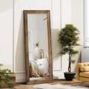 Full Length Mirror 58"x22" - Beveled Edge Rustic Brown Dressing Mirror, Solid Wood Frame, Wall Mounted or Leaning for Bedroom, Entryway, Living Room