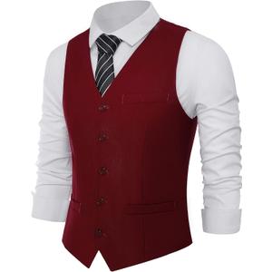 BABEYOND Men's Suit Vest Slim Fit Waistcoat Business Dress Vests for Suit Tuxedo (L)