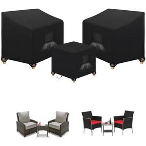 SIRUITON 1 Piece Outdoor Veranda Patio Garden Furniture Cover Set with 210D Durable and Water Resistant Fabric,Fit for Outdoor Wicker Patio Furniture Sets/Rattan Chair Conversation Sets-Balck