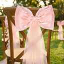 13Pcs Large Pink Pearl Silk Satin & Tulle Bow Coquette Decor,17x55 Inch Giant Bow with 12 Small Satin Bows, DIY Photo Backdrop Wall Hanging Decor for Wedding Bridal Baby Shower Birthday Girl Room
