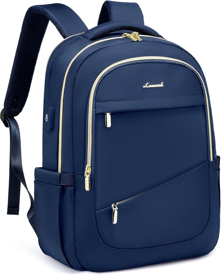 LOVEVOOK Laptop Backpack for Women, Slim Business Laptops Bag with Separate Computer Compartment Stylish Daypack for College Work Travel, Fits 15.6" Laptop, C-Navy