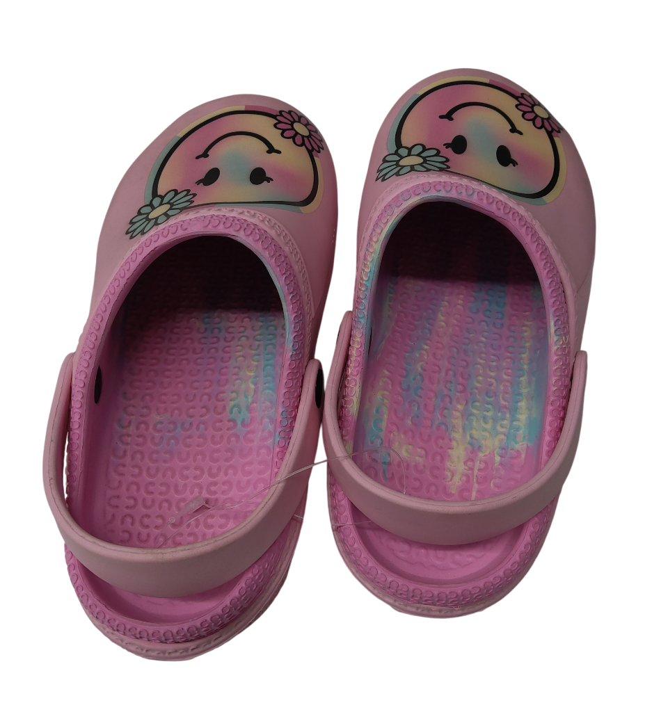 Capelli Childrens Pink Clogs With Smile Design Girls Tie Dye Happy Face Slip On 2