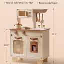 ROBUD Kids Kitchen Playset, Mocha Montessori Wooden Play Kitchen with Ice Dispenser, Pretend Toddlers Kitchen Toy with Accessories, Baby Gift for Ages 3 4 5 6 7 8
