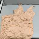 BEAGIMEG Women's Sexy Ruched Sleeveless Deep V Elegant Cocktail Evening Party Maxi Dress (Medium, Khaki)