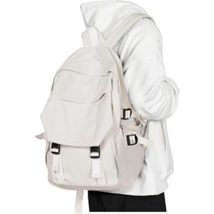 coowoz Lightweight School Bag Casual Daypack College Laptop Backpack for Men Women Water Resistant Travel Rucksack for Sports High School Middle Bookbag for girls White Small