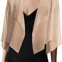 Urban CoCo Women's Chiffon Shrug Cardigan Open Front 3/4 Sleeve Drape Irregular Hem Bolero Summer Cover Up (Large, Khaki)