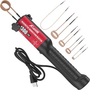 Induction Heater 1300W 110V Bolt Removal, Handheld Magnetic Induction Heater Tool with 5 Coils for Rusty Screw Removing, Red