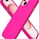 ORNARTO Compatible with iPhone 15 Case 6.1, Slim Liquid Silicone 3 Layers Full Covered Soft Gel Rubber Phone Case, Anti-Scratch Shockproof Protective Cover 6.1 Inch, Hot Pink
