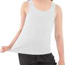 Dreammonkey Girls Tank Top - Soft Cotton Round Neck Sleeveless Stretch Undershirt for Kids 12 Years (White)